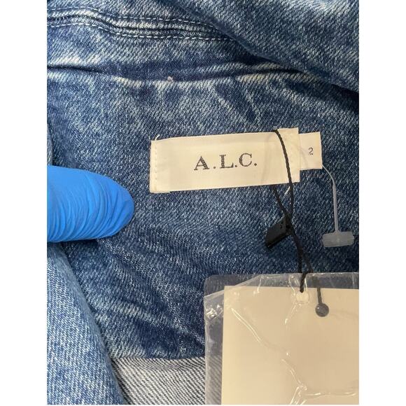 NWT A.L.C. - Amelia Jacket Medium Wash Blue Gold Buttons 2 - Picture 4 of 5
